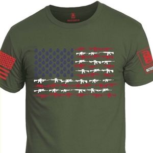 Rifle Gun Flag Red Sleeve Men's Cotton T-shirt